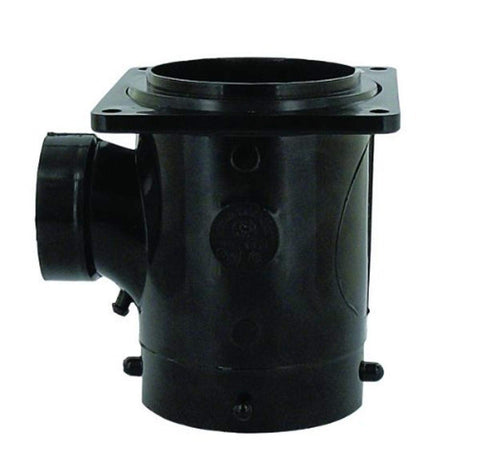 Valterra T1011 Flanged Valve Fitting - 3" San Tee Reducing, 3" Bayonet x 3" Rotating Flange x 1-1/2" Hub , Black