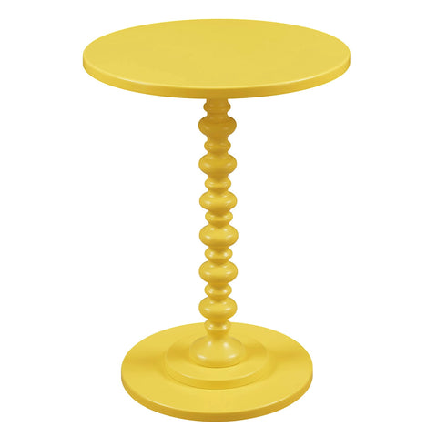 Convenience Concepts Palm Beach Spindle Table 17.75" - Traditional Round End Table for Living Room, Turned Solid Wood Side Table, Classic Display Pedestal Table, Yellow