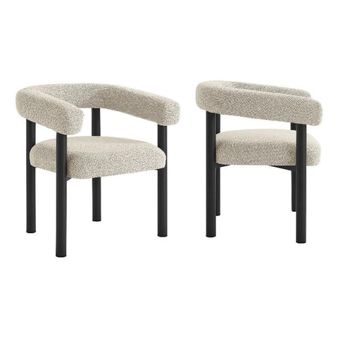Modway Nautica Aluminum Outdoor Patio Dining Armchairs Set of 2 in Ivory Graphite – Modern 2-Piece Dining Chair Set – Curved Back Dining Chairs - Metal Outdoor Seating for Porch, Deck, Balcony