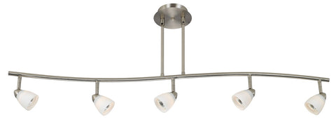 Cal Lighting SL-954-5-BS/WH Track Lighting with White Glass Shades, Brushed Steel Finish, Silver