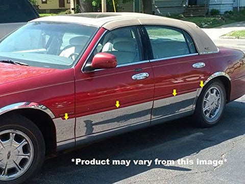 QAA is Compatible with 1998-2010 Lincoln Town Car 12 Piece Stainless Rocker Panel Trim, Upper Kit TH38679