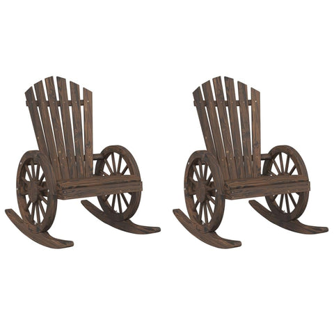 vidaXL Rocking Adirondack Chairs 2-Pack in Solid Wood Fir - Brown, Ergonomic Seating with Armrests and Rocking Design for Garden, Deck