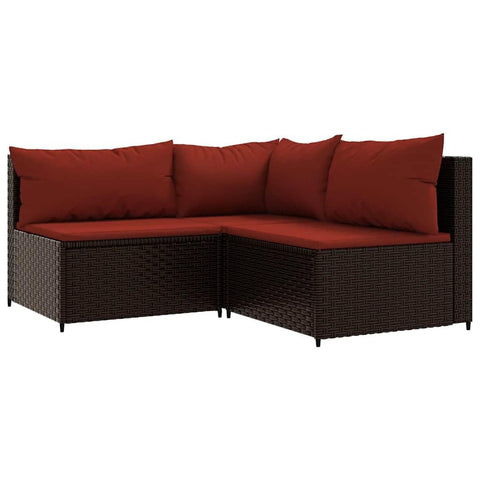 vidaXL Brown Poly Rattan Patio Lounge Set - Outdoor Sofa Set with Cushions - Weather-, Sturdy Steel Frame, Modular Design, Comfortable Seating Experience, Easy Assembly