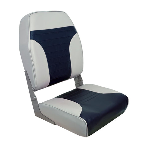 Springfield Marine 1040661 High Back Folding Chair - Gray/Blue