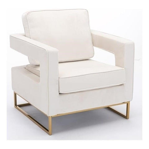 Adadon Velvet Upholstered Arm Chair - Cream