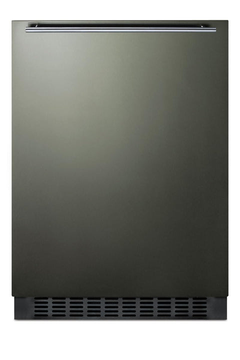 Summit FF64BXKSHH 24"" Built-in or Freestanding Compact Refrigerator with 4.6 cu. ft. Capacity Frost Free Operation Recessed LED Light and Adjustable Glass Shelves in Black Stainless Steel