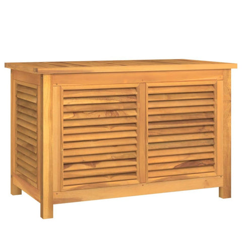 vidaXL Outdoor Patio Storage Box - Solid Teak Wood Construction - Louvre Design - Water- Lining - Easy Assembly, Indoor/Outdoor Use