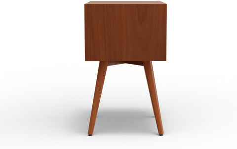 Alpine Furniture Flynn 2-Drawer Mahogany and Veneer Small Nightstand with Legs, Chestnut