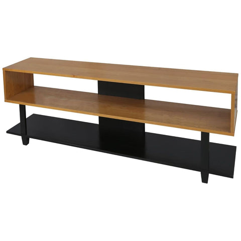 Oakestry Solid Wood TV Stand Natural Cherry Black Beech Legs Mid Century Modern Entertainment Console Wooden Media Center Living Room Storage Durable Home Theater TV Cabinet Furniture