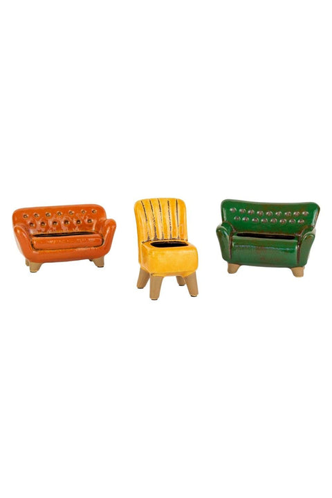 Kalalou CDV2091 Set of Three Ceramic Sofa and Chair Planters, See Image