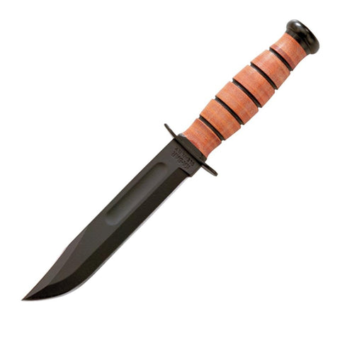 KA-BAR 2-1251-2 Short USA Knife, With Leather Sheath, Plain