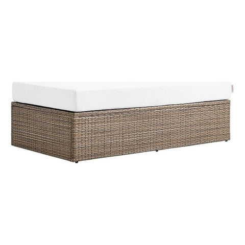 Modway Convene Outdoor Rectangle Synthetic Rattan Ottoman in Cappuccino/White