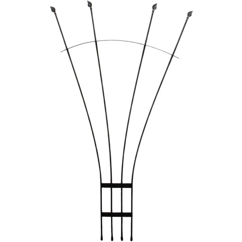 Fan Garden Trellis 56" x 38" Steel Climbing Plant Support with Graphite Powder Coat, Easy Tool-Free Assembly