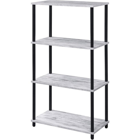 Acme Nypho 4 Wooden Shelves Rectangular Bookshelf in Antique White and Black
