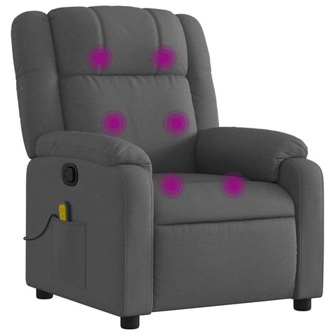 vidaXL Fabric Massage Recliner Chair for Elderly - Manual Recline, Vibration Massage, Side Pocket, Dark Gray