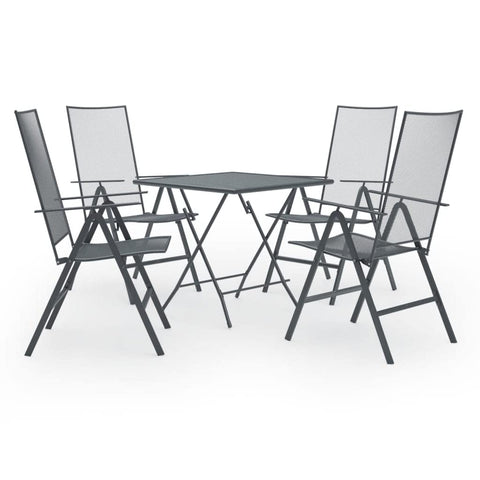vidaXL Steel with E-Coated and Powder-Coated Dining Set in Anthracite/Gray