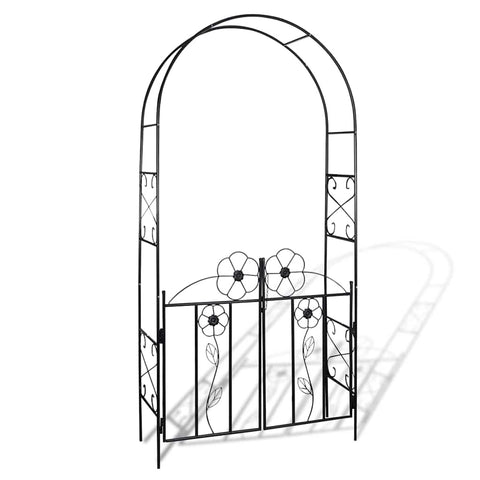 vidaXL Garden Arch with Decorative Doors, Arch Trellis, Rose Arch, Metal Arch for Climbing Plants Weddings Parties, Heavy-Duty Construction, Weather-Resistant, White 90.6" H x 14.6" W