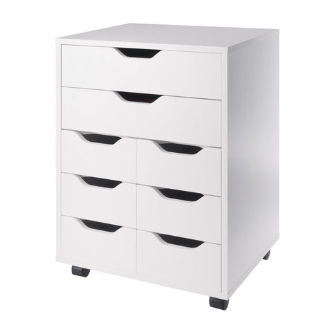 Winsome Norfolk Cabinet with 2 Drawers and 6 Bins in White Finish