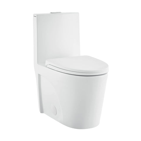 Swiss Madison St. Tropez SM-1T254MB One-Piece Elongated Toilet Vortex Dual-Flush 1.1/1.6 gpf with Comfort Chair Seat ADA Height in Matte White