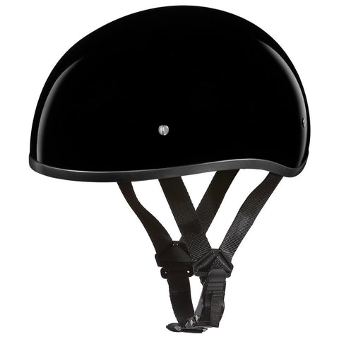 Daytona HELMETS Motorcycle Half Helmet Skull Cap- Hi-Gloss Black 100% DOT Approved