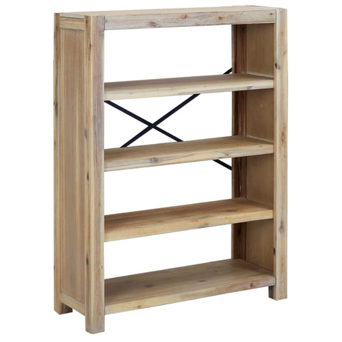 vidaXL 4-Tier Bookcase, Solid Acacia Wood Construction, ic Brushed Finish, Durable Shelving Unit, Perfect for Books, Decor and More, Dimensions: 31.5"x11.8"x43.3"