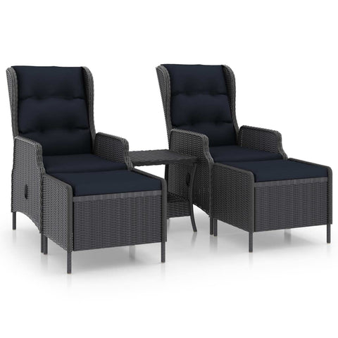 vidaXL Patio Furniture Set 3 Piece, Outdoor Sofa Chair with Coffee Table, Patio Armchair with Cushion for Garden, Modern, Poly Rattan Dark Gray