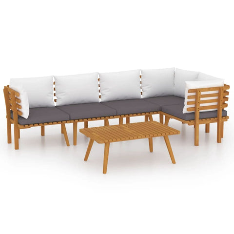 vidaXL Patio Lounge Set 6 Piece, Sectional Sofa for Outdoor Backyard, Couch with Cushions, Patio Furniture Set with Table, Solid Wood Acacia