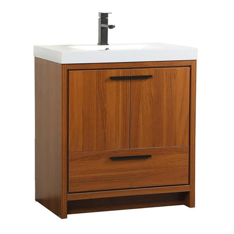 Elegant Decor Wyatt 30" Aluminum Alloy and MDF Single Bathroom Vanity in Teak