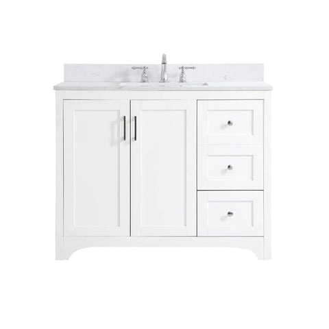 Elegant Decor Moore 42" MDF Single Bathroom Vanity with Backsplash in White