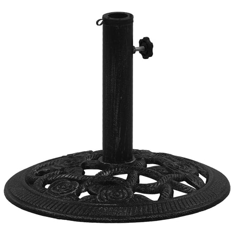 vidaXL Cast Iron Umbrella Base - Sturdy and Secure Stand for Garden/Outdoor Umbrella, Black, 15.7" Diameter, Decorative Floral Design