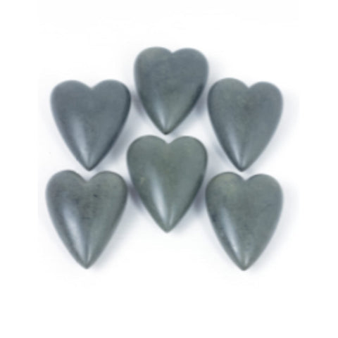 Kalalou A5741 Set of Six Hand Carved Stone Hearts, Gray