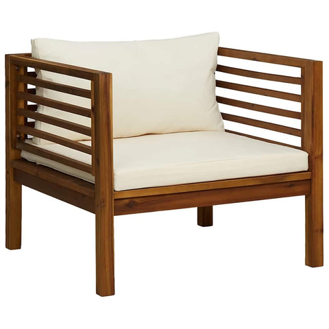 vidaXL Garden Chair: Comfortable Solid Acacia Wood Patio Chair with Cream White Cushions - Great for Outdoor Spaces Like Patio, Deck, Balcony