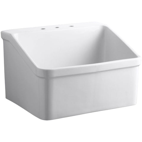 KOHLER Hollister(TM) 28" x 22" bracket-mounted utility sink with 8" widespread faucet holes