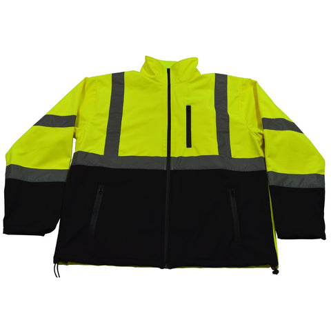 Petra Roc LBSFJ1-C3-M ANSI 107 Class 3 Water Resistant Softshell High Visibility Safety Jacket, Medium, Lime/Black