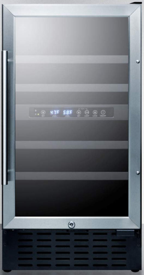 Summit 18” Wine Cellar, 28 Bottle Capacity, 3.3 cu.ft., Built-In Wine Cellar, ADA Compliant, Stainless Steel- SWC182ZADA
