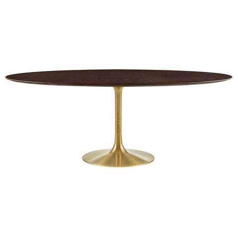 Modway Lippa Dining Table, 78", Gold Cherry Walnut