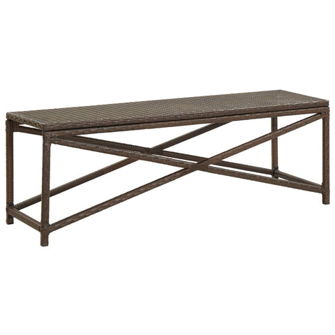 vidaXL Patio Bench - 47.2" Poly Rattan Outdoor Furniture, Durable and Weatherproof, Sturdy Powder-Coated Steel Frame, Brown