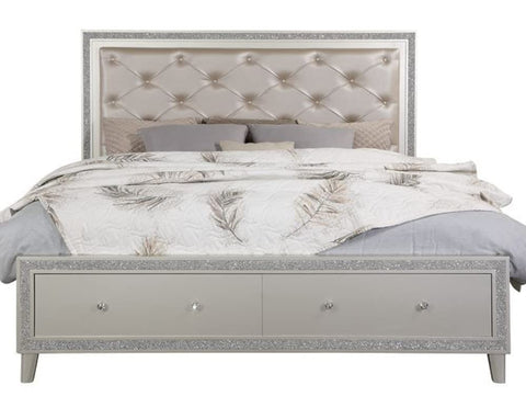 Sliverfluff Champagne Wood King Bed with Storage by Acme