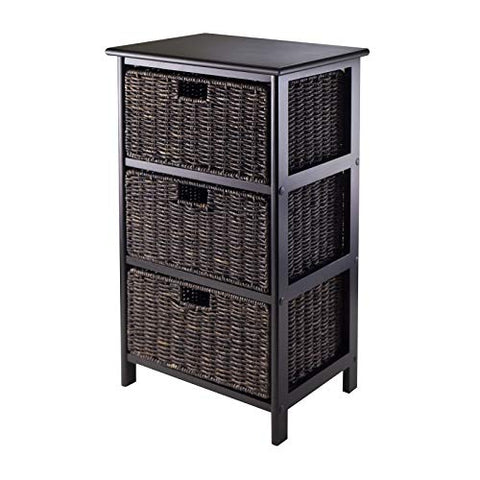 Winsome Omaha Storage Rack, 3 Storage Baskets, Black