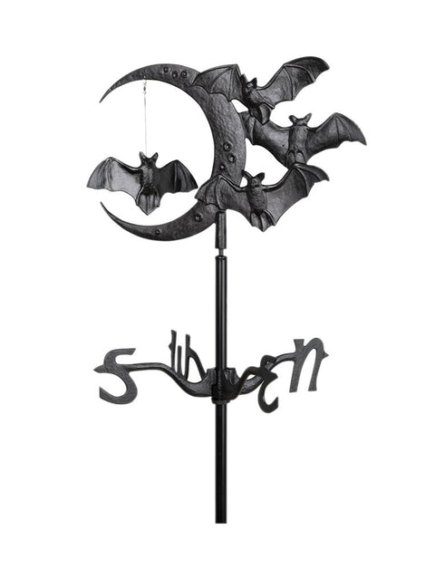 Whitehall Products Bat and Moon Garden Weathervane, Black