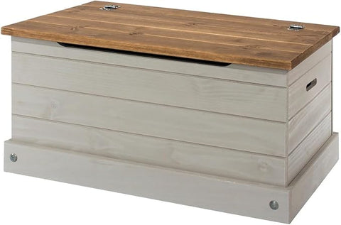 OS Home and Office Furniture Model COG440 Cottage Series Wood Storage Trunk in Corona Gray
