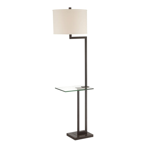 Lite Source Rudko 63" Bronze Floor Table Lamp with Glass Tray Table