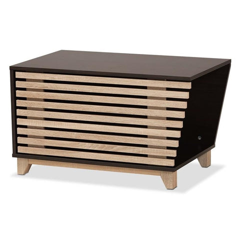 Baxton Studio Eckhart Modern and Contemporary Two-Tone Dark Brown and Oak Finished Wood Cat Litter Box Cover House