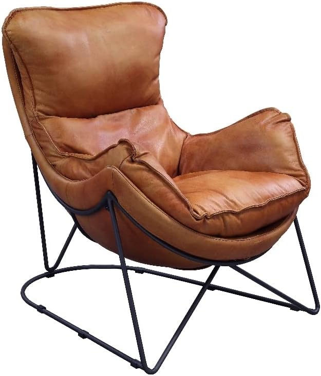 Acme Furniture Thurshan Accent Chair, 31 x 40 x 35, Aperol Top Grain Leather, Black