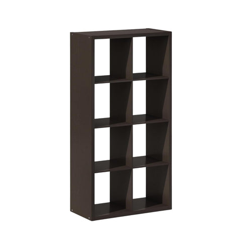 Oakestry Cubic Open Back Multipurpose Closet Storage Organizer Shelf, 8-Cube, Dark Oak