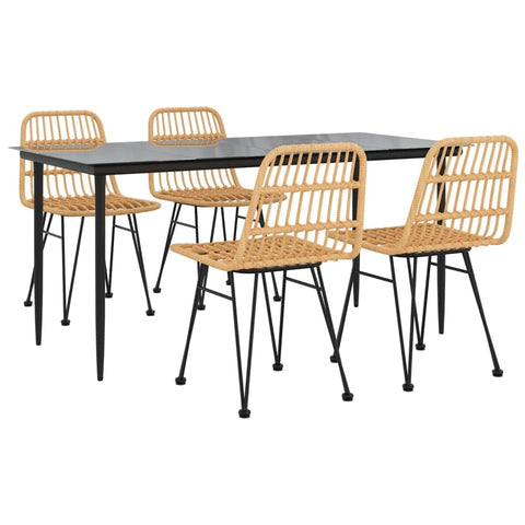 vidaXL Patio Dining Set 5 Piece, Rattan Patio Conversation Set, Outdoor Furniture Set for Porch Patio Deck Balcony, Modern Style, Poly Rattan