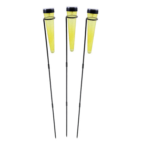 Achla Designs SL-SC01LB-S Solar Powered Outdoor Landscape Lights - Pack Of 3 Decorative Colored, Yellow