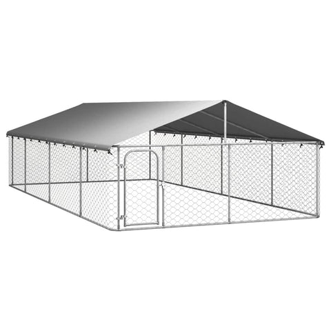 vidaXL Outdoor Dog Kennel with Roof 236.2"x118.1"x59.1"