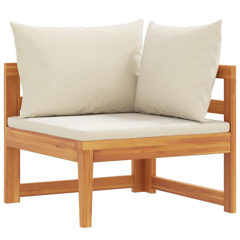 vidaXL Outdoor Corner Sofa - Solid Acacia Wood Frame with Cream White Cushions - Exquisitely Crafted - Ideal for Garden, Patio, Deck - Easy Assembly - 28.66 lbs