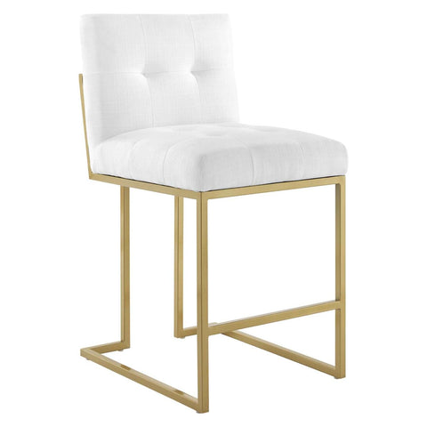 Modway EEI-3852 Privy Stainless Steel Upholstered Fabric Counter Stool, Gold White
